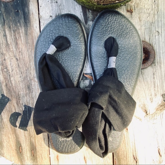 SANUK Yoga Mat Sling Sandals, Black, Size 7 - Picture 3 of 11